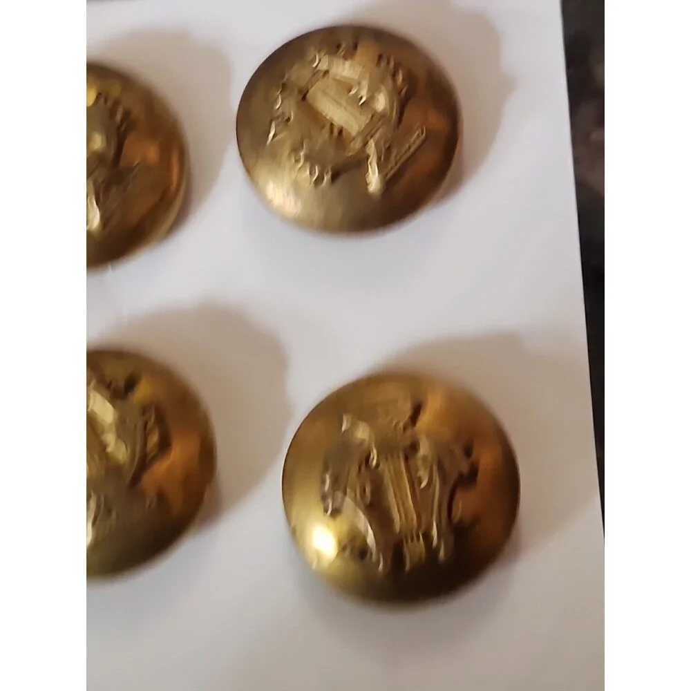 Vintage Brass Military Band Buttons Lot (4) – Lyre Harp Musician Insignia - Picture 5 of 9